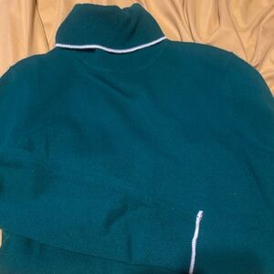 InCashmere Teal Cowl Neck Sweater